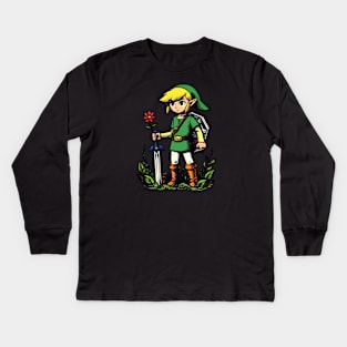 Timeless Gaming Adventure: Whimsical Art Prints Featuring Classic Games for Nostalgic Gamers! Kids Long Sleeve T-Shirt